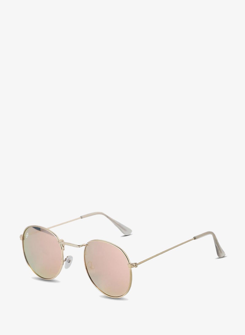 Haute Sauce Women's Metallic Round Sunglasses For Casual Wear | One-Size | Gold Alloy Frame | Brown Polarized Lens | Full Rim | Eyewear For Woman & Girls - Image 5