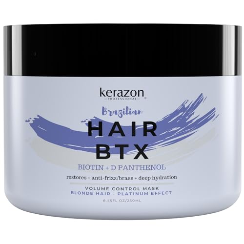 KERAZON KERAZON Blonde Brazilian Hair BTX Treatment Purple Mask Platinum Effect  Silver Hair Providing Smoothing Deep Hydration AntiBrass Shine Softness Volume  Frizz Control 