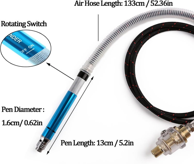 Valianto 1/8" (3mm) Air Micro Grinder, Pneumatic Pencil Die Grinder, 58000 RPM Free Speed - Image 4