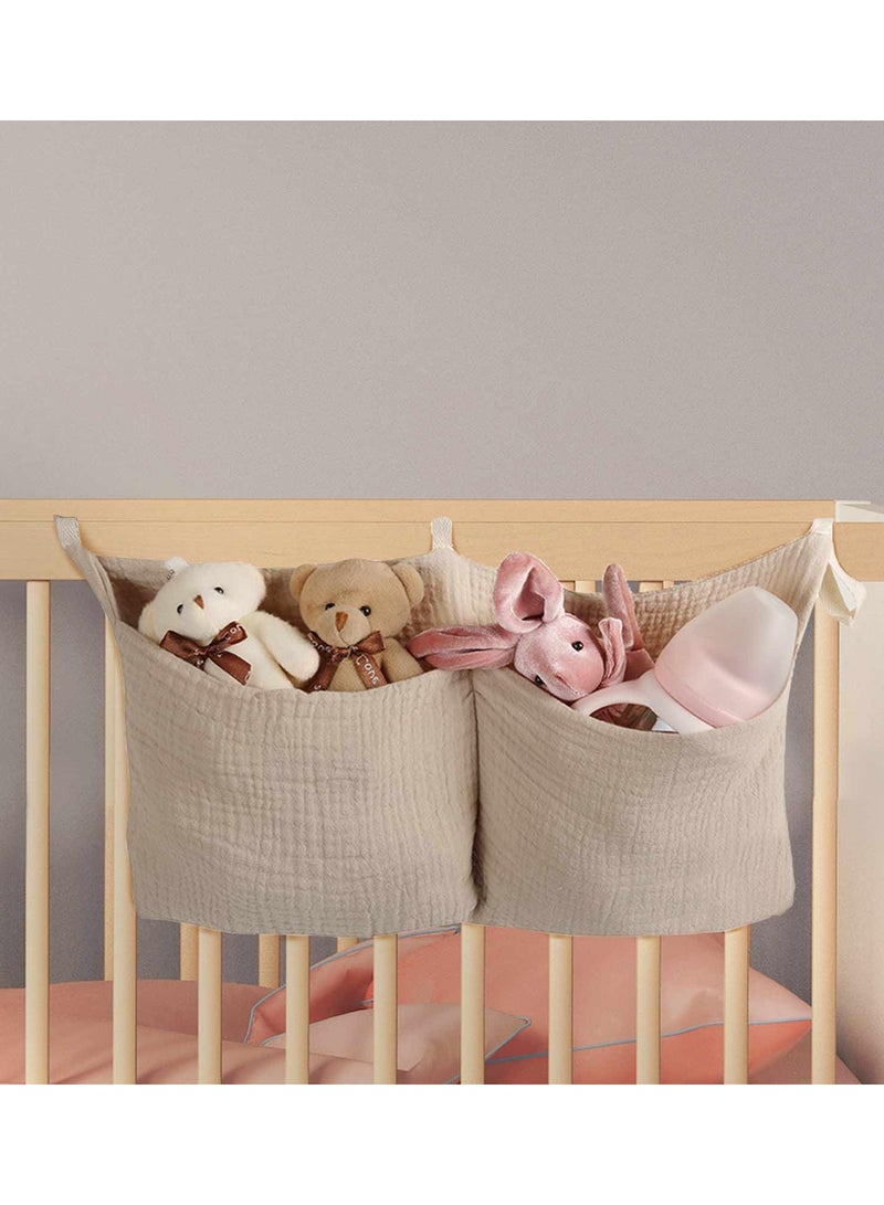 Excefore Diaper Caddy and Organizer for Changing Table and Crib Multi-Functional Hanging Diaper Stacker Nursery Organizer for Cribs Diaper Holder Baby Crib Hanging Storage and Accessories(Khaki, 8"x15") - Image 1