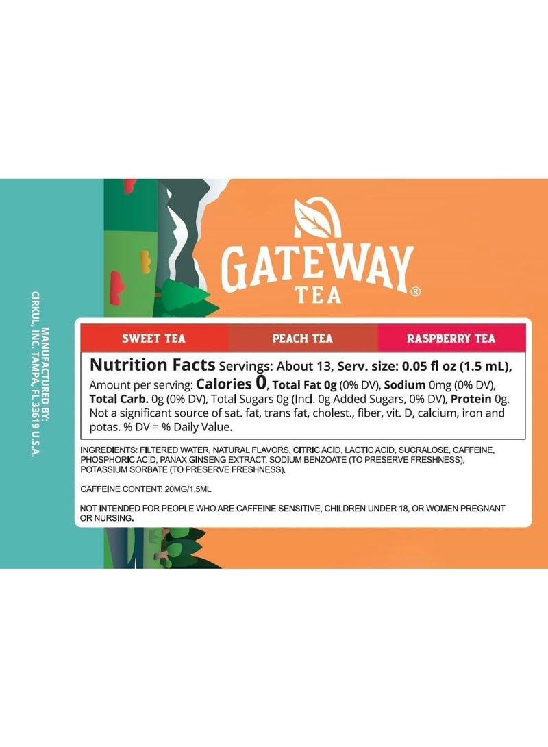 Cirkul Gateway Tea Caffeine Flavor Water Variety Pack, Makes 36 Drinks, No Sugar, Zero Calorie Drink Mix, (2 Sweet, 2 Peach, 2 Raspberry) - Image 2