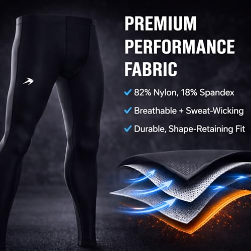 CompressionZ Men's Compression Pants for Workout, Sports | Base Layer Running Tights Leggings(Navy, Large) - Image 4