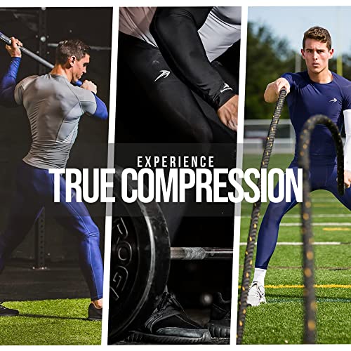 CompressionZ Men's Compression Pants for Workout, Sports | Base Layer Running Tights Leggings(Navy, Large) - Image 2