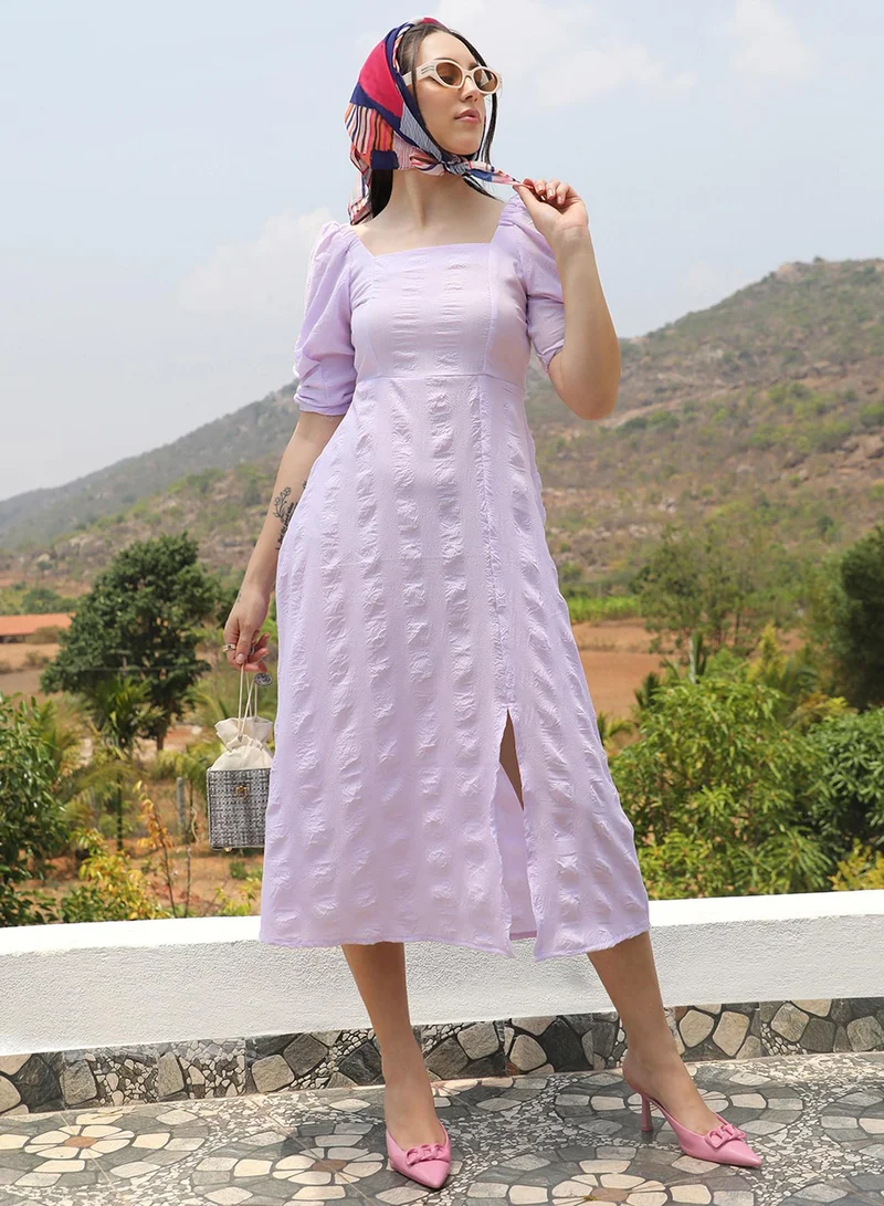 PINACOLADA  Women's Pastel Lilac Creased Dress With Slit Detail for Women | Best Price UAE