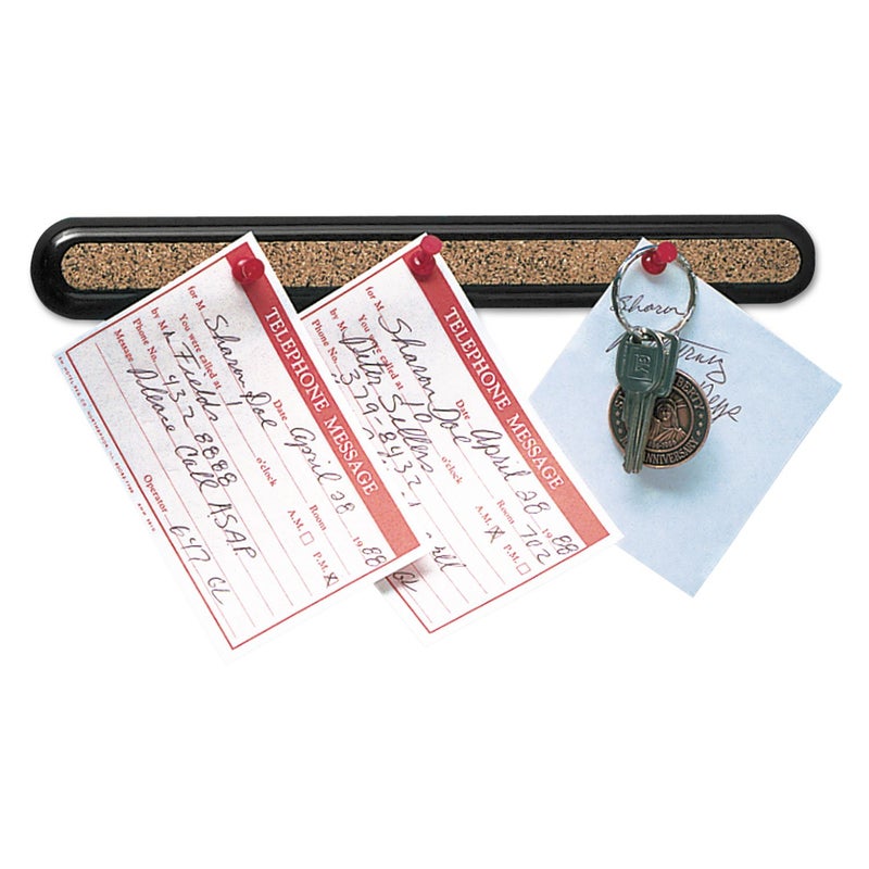 Quartet Bulletin -Bar II Natural -Cork -Bulletin, 12 x 1.75 Inches, Natural, Black Frame (2340-1) - Image 1