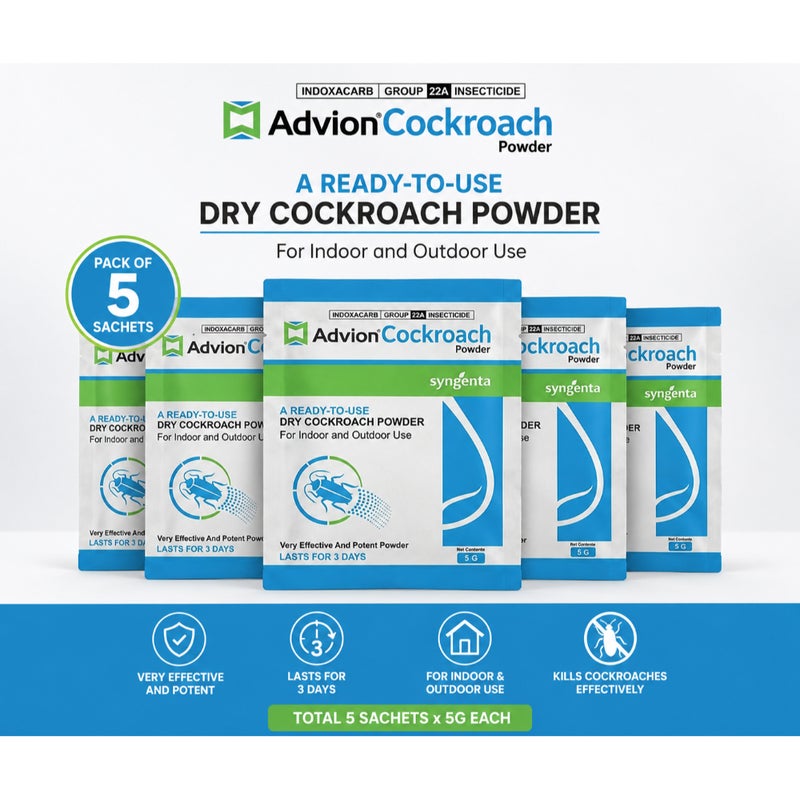 Advion Cockroach Powder 5g – Ready-to-Use Dry Cockroach Killer for Indoor & Outdoor Use 5 Sachets