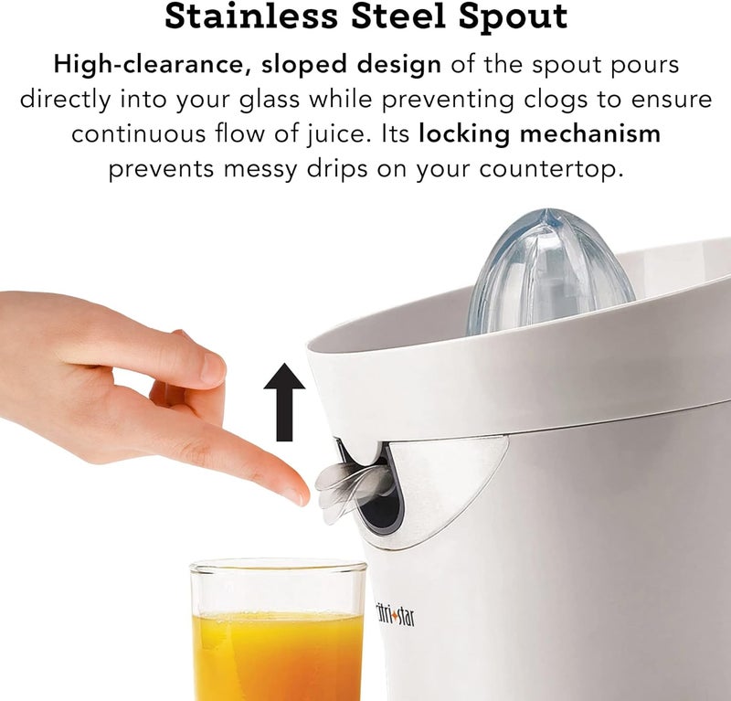 Tribest CitriStar CS-1000 Electric Citrus Juicer with Stainless Steel Strainer and Spout (White) - Image 5