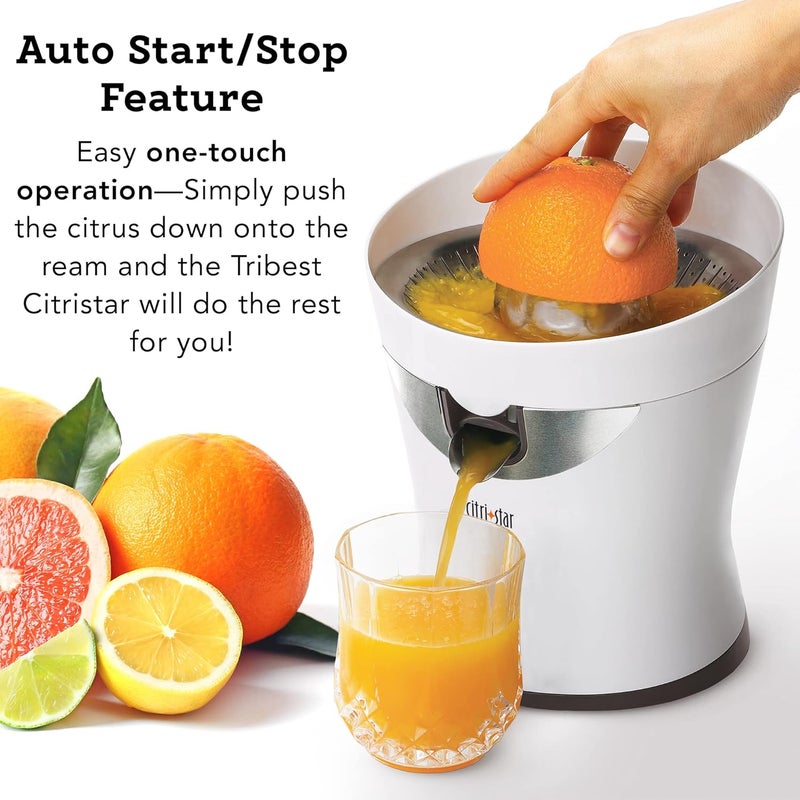 Tribest CitriStar CS-1000 Electric Citrus Juicer with Stainless Steel Strainer and Spout (White) - Image 3