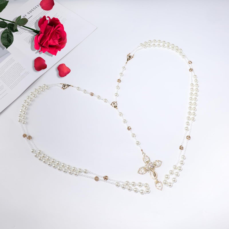 ESNOY Lazo Para Boda,Wedding Lasso for Ceremony Catholic,Lazos Para Boda Catolica,Lazos Para Bodas De Iglesia Para Novios,Pearls Rosary with Unity Cross for Wedding Ceremony,Lazo De Boda Para Los Novios - Image 4