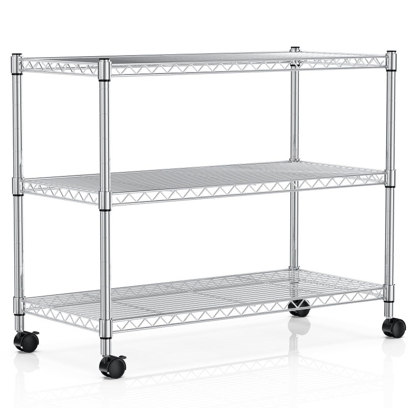 YSSOA YSSOA Heavy Duty 3Tier Storage Shelves 750Lb Capacity 2402 D x 1378 W x 2197 H Shelving Unit for Pantry Garage Laundry and Kitchen Chrome 