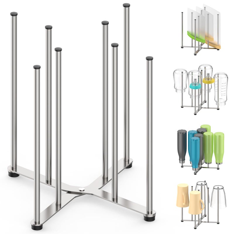 SHILFID Reusable Bag & Bottle Drying Rack, Baby Bottle Drying Rack, Collapsible Cup Drying Rack for Glass, Mugs -Stainless Steel Countertop Organizer - Image 1