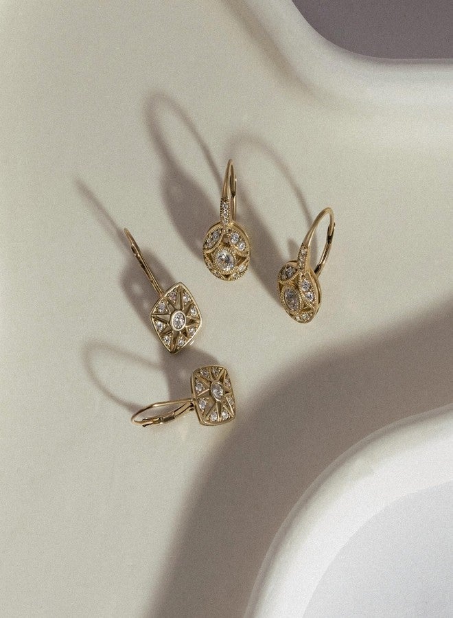 Diamonbliss أقراط ليفرباك بتصميم عتيق من الفضة الإسترلينية المطلية بالذهب الأصفر مع زركونيا مكعبة 1 قيراط من ديامونبليس - Image 5