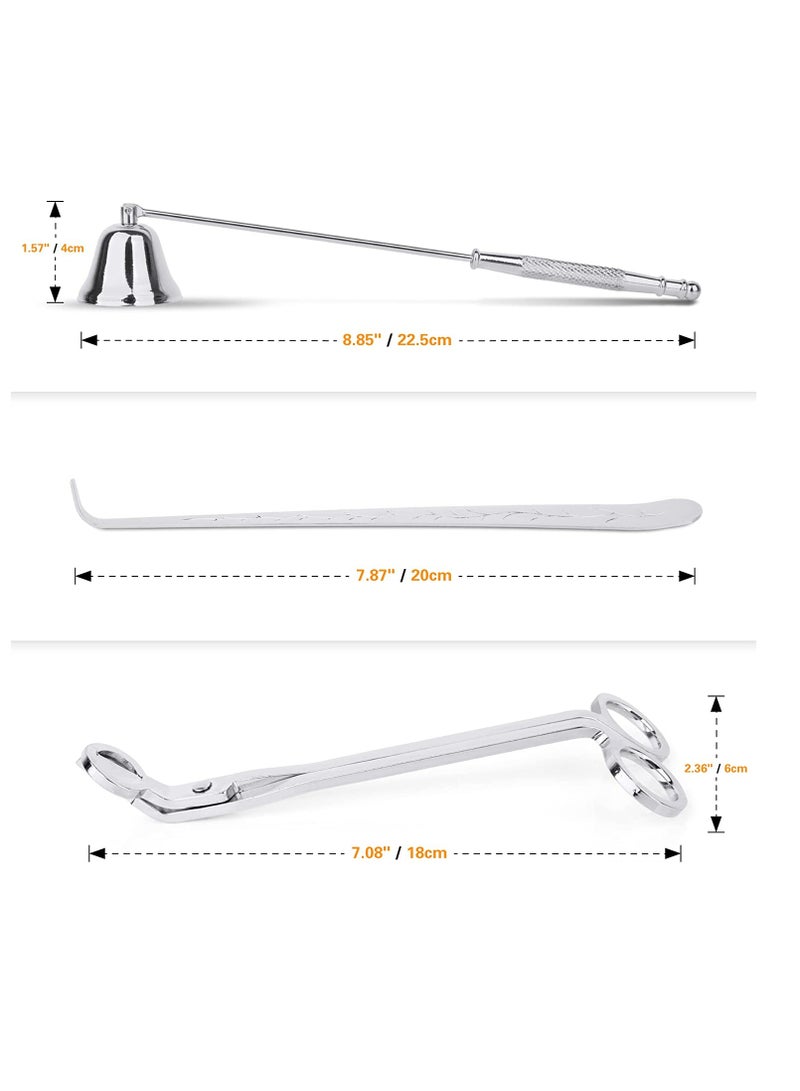 Rock Pow 3 IN 1 Wick Trimmer and Snuffer Set Candle Care Accessory Set with Candle Wick Trimmer Candle Wick Cutter Candle Extinguisher Candle Wick Dipper Candle Snuffer for Candle Lovers (Silver)  - Image 2
