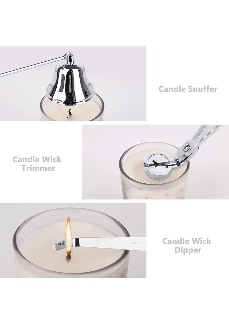 Rock Pow 3 IN 1 Wick Trimmer and Snuffer Set Candle Care Accessory Set with Candle Wick Trimmer Candle Wick Cutter Candle Extinguisher Candle Wick Dipper Candle Snuffer for Candle Lovers (Silver)  - Image 3