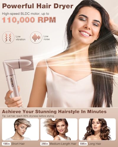7MAGIC 7 in 1 Hair Styler & Hair Dryer Brush, 110,000 RPM High-Speed Blow Dryer with Negative Ions for Frizz-Free Styling Fast Drying Curling Volumizing Straightening, Hot Air Styler with Travel Case - Image 5