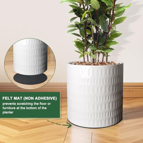 YUFDA 12 Inch Plant Pot,Ceramic Planter with Drainage,Large Planters for Indoor Plants,Indoor&Outdoor Plant pots,Ceramic Flower pots,Cylinder Flower Planter Pot(Pure White) - Image 4