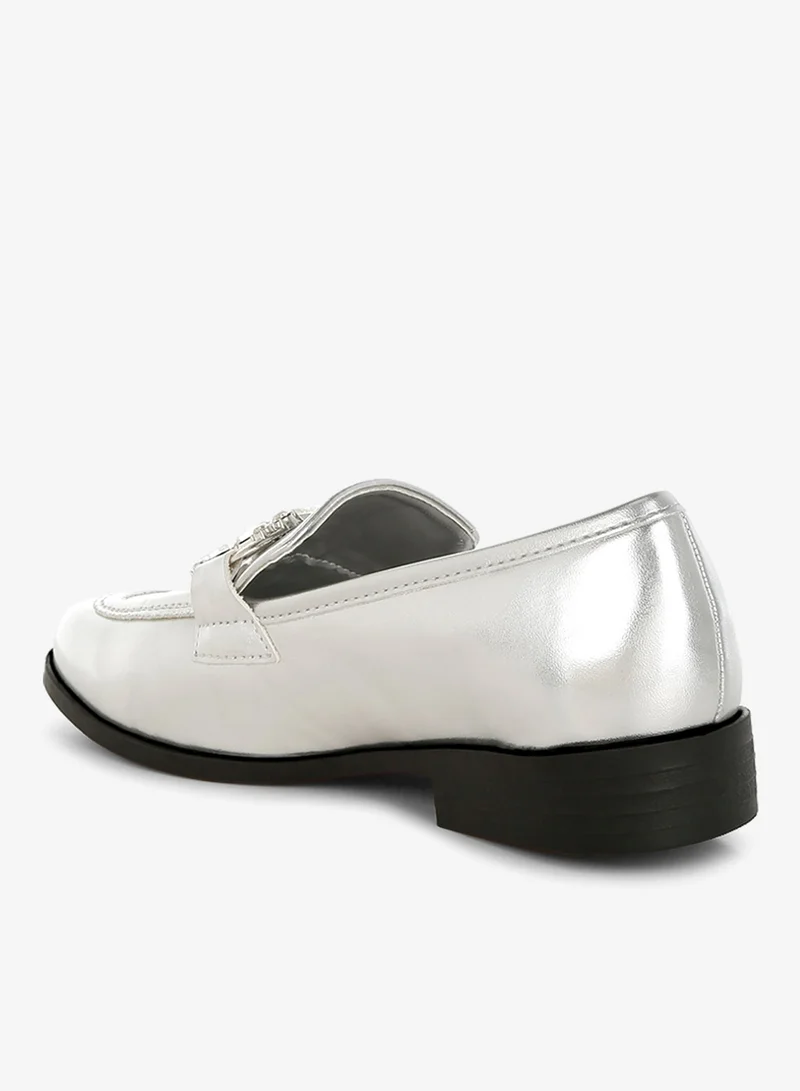 London Rag Silver Diamante Horsebit Metallic Loafers in Silver for Women | Best Price UAE