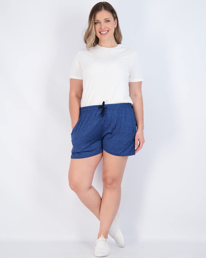 REALESSENTIALS Real Essentials 4 Pack: Womens Athletic Dry-Fit Lounge Shorts with Zipper Pockets (Available in Plus Size) - Image 4