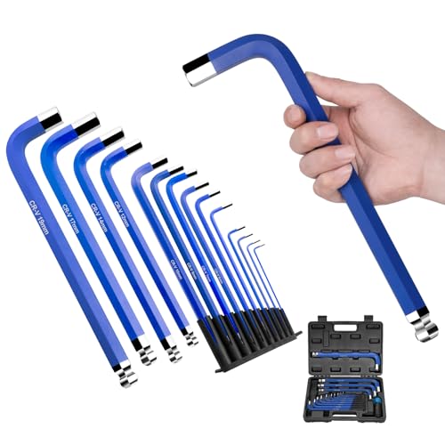 ROTATION 14PC Jumbo Hex Key Allen Wrench Set, Metric 1.5-19mm, Long Ball End high-strength chrome vanadium Steel | Automotive Mechanic Furniture | Pro-Grade Allen Wrench Tools - Image 1