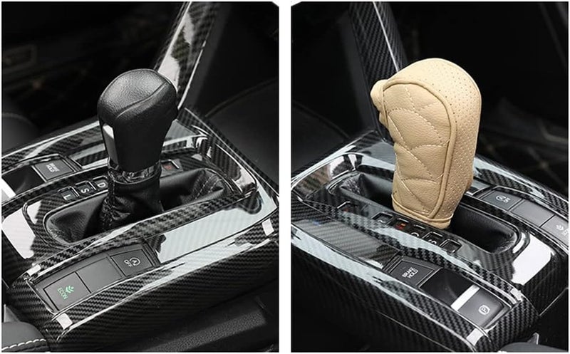 woobles Car Shift Knob Cover, Car Gear Stick Shift Knob Cover Leather Gear Boot Shift Knob Cover Zipper Shifter Lever Handle Car Interior Accessory for Automatic and Manual Transmission Vehicles - Image 4
