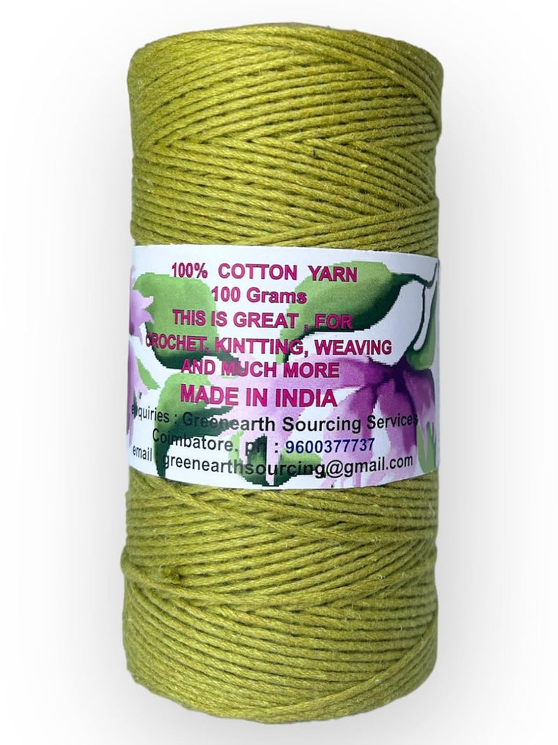 MARI - Recycled Cotton Crochet Yarn - Regular Yarn - Mustard Green - 100 Grams - 200 Metres. - Image 3