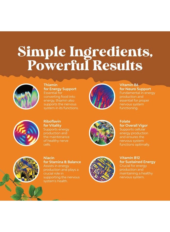 Super Vitamin B Complex for Women & Men - B Vitamins Complex with Thiamin, Riboflavin, Niacin, 6, 12 and Folate - Blend Supplement for Nervous System Support, Energy & High Strength - 100 Tablets