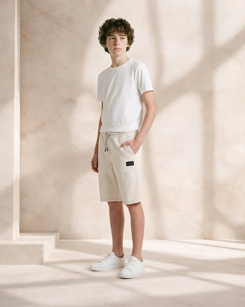Redtag Senior Boys Ivory Knit Shorts