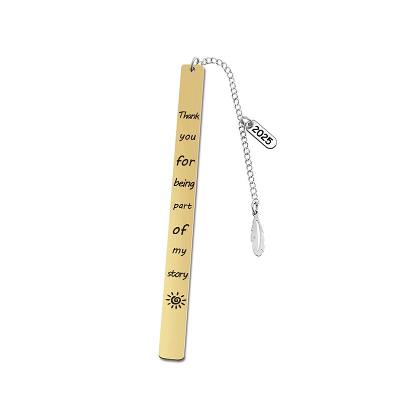 Bookmark Fine Leaf Oval Pendant Student Teacher Souvenir Teacher'S Day Gift Lettering Metal Bookmark - Image 5