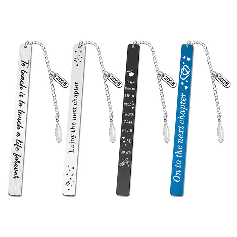 Bookmark Fine Leaf Oval Pendant Student Teacher Souvenir Teacher'S Day Gift Lettering Metal Bookmark - Image 2