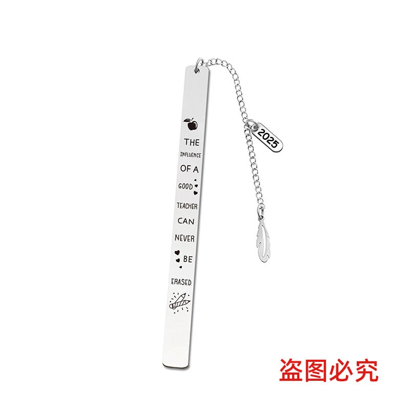 Bookmark Fine Leaf Oval Pendant Student Teacher Souvenir Teacher'S Day Gift Lettering Metal Bookmark - Image 1