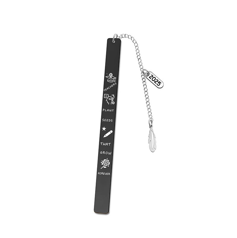 Bookmark Fine Leaf Oval Pendant Student Teacher Souvenir Teacher'S Day Gift Lettering Metal Bookmark - Image 4