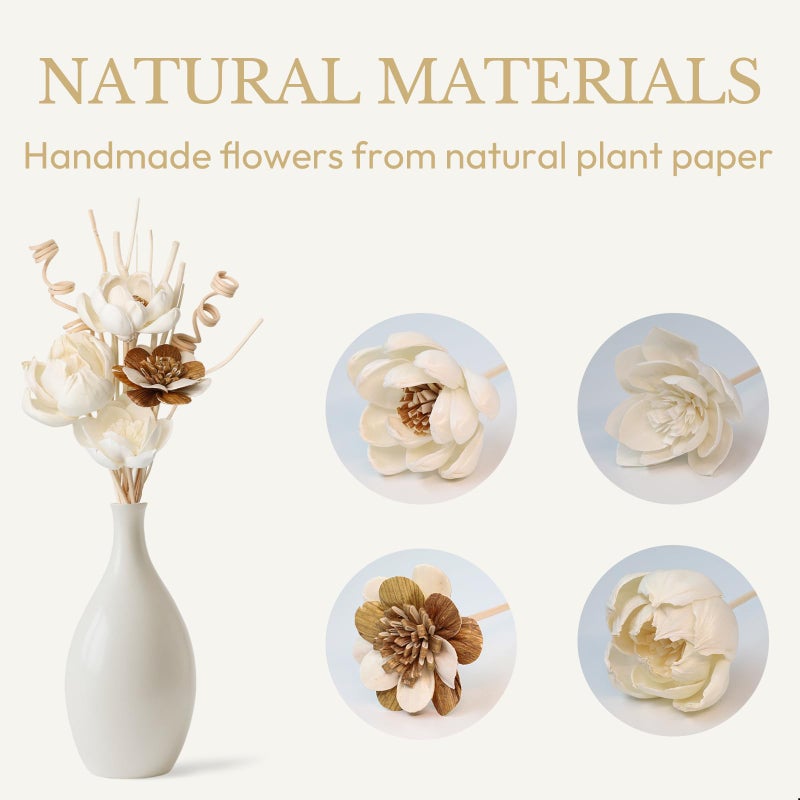 MAOBUYOU Reed Diffuser Sticks Set of 12, Natural Paper Material, Flower Diffusers for Home Bathroom and Bedroom Decor - Image 4