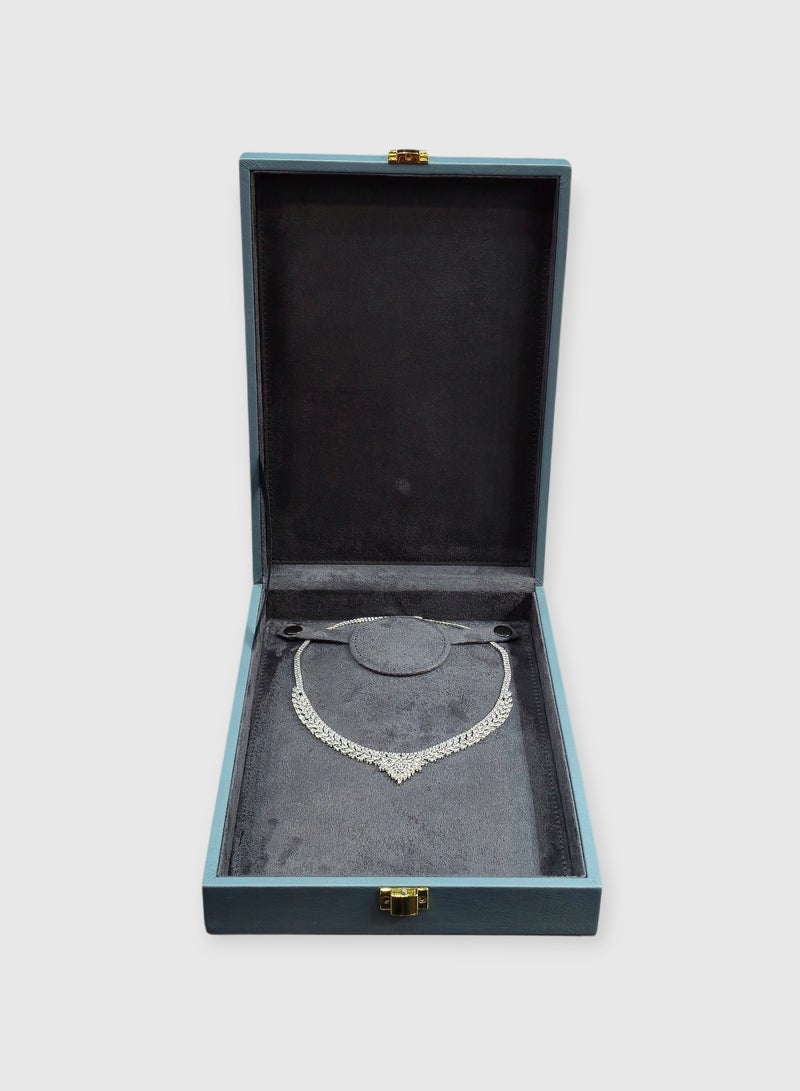 Al Seraj Luxury Necklace Jewellery Box Made in Dubai | Premium Grey Rexine Exterior with Soft Suede Interior | Elegant Pendant & Necklace Storage Case | Jewelry Gift Box for Wedding, Proposal & Shop Display - Image 5