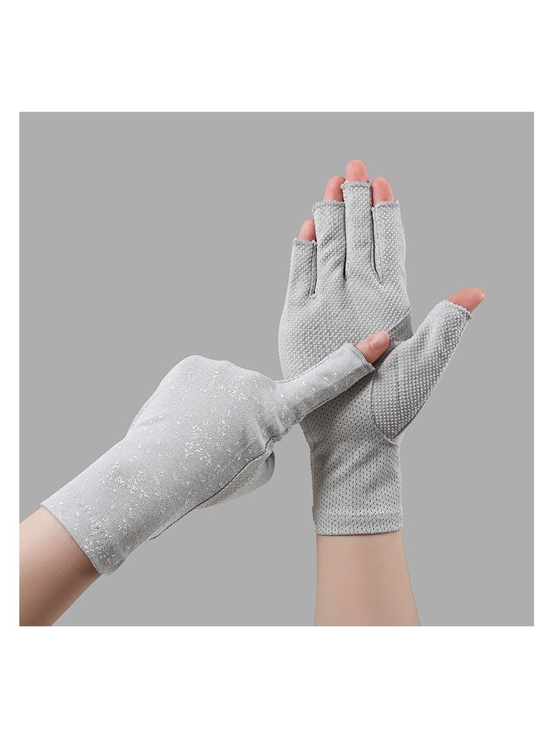 Women's Driving Gloves UPF50+ Sun Protection Gloves Cotton Thin Gloves Touch Screen Gloves Outdoor Riding Gloves Gray