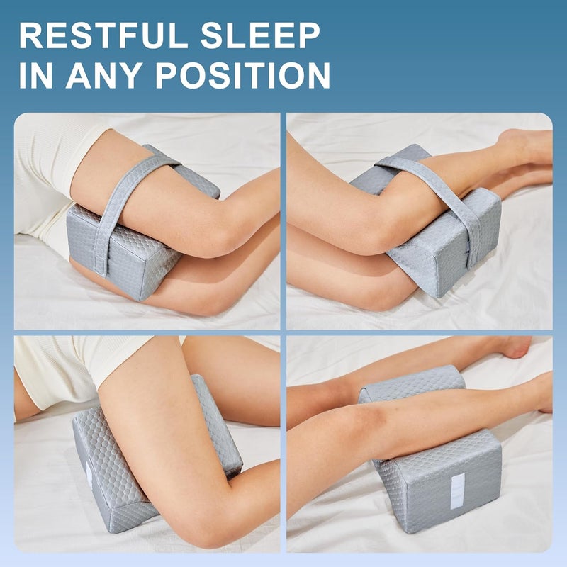 UJPFEO Knee Pillow for Side Sleepers,Cooling Leg Pillow for Sciatica, Knees,Back,Joints Between Legs,HIPS Pain Relief When Side Sleeping,Spine Aligning Support for Surgery Recovery, Removable Strap - Image 5