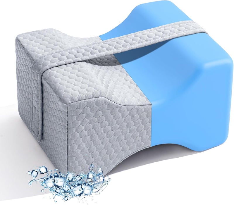 UJPFEO Knee Pillow for Side Sleepers,Cooling Leg Pillow for Sciatica, Knees,Back,Joints Between Legs,HIPS Pain Relief When Side Sleeping,Spine Aligning Support for Surgery Recovery, Removable Strap - Image 1