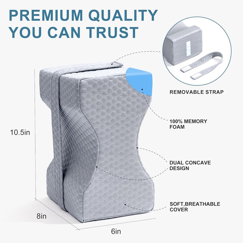 UJPFEO Knee Pillow for Side Sleepers,Cooling Leg Pillow for Sciatica, Knees,Back,Joints Between Legs,HIPS Pain Relief When Side Sleeping,Spine Aligning Support for Surgery Recovery, Removable Strap - Image 3