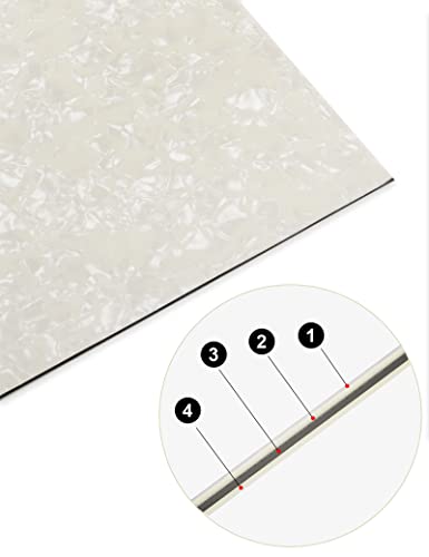 Mr.Power 11.6 x17 Inch Guitar Bass Pickguard Blank Material DIY Sheet Scratch Plate Backplate for Strat Tele Guitar Jazz P Bass (4Ply Vintage White Pearl)) - Image 3