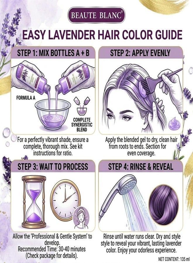 BEAUTE BLANC Lavender Hair Color Dye For Men, Women | Nourishing Hair Dye with Shine & Softness | Long Lasting Hair Care Gel for Black Hair- 1000ml (Pack Of 1) - Image 4