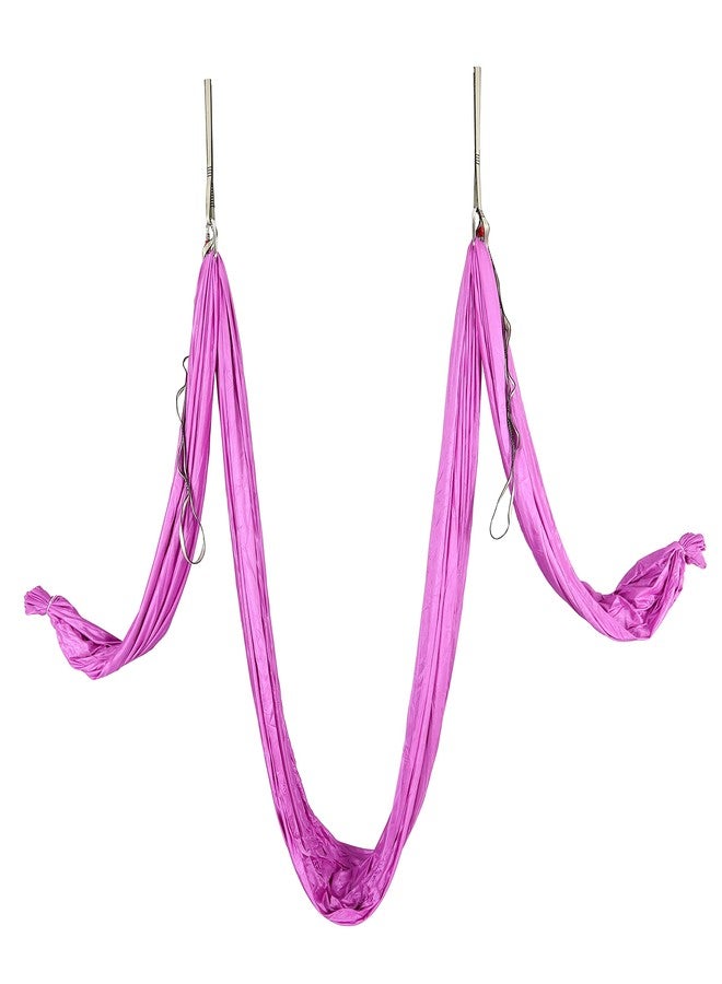 HECASA 6.5 Yards Aerial Silks Yoga Swing Set, Aerial Yoga Hammock w/Daisy Chain for Home, Inversion Exercises, Strength Training and Starter Kit (Violet) - Image 1