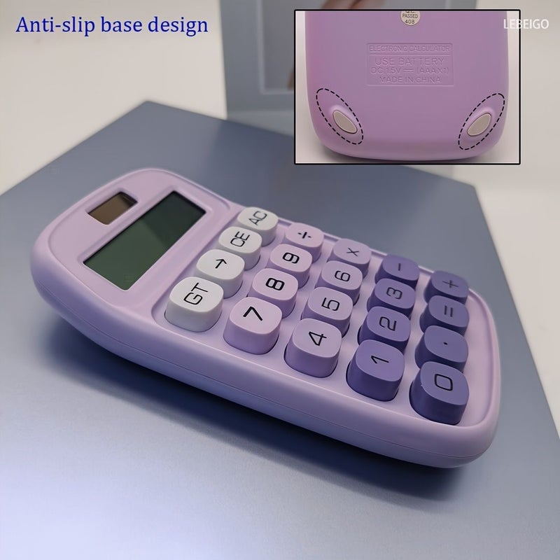 Purple Pink Gradient Desktop Calculator Solar Battery Dual Power Compact - Image 5
