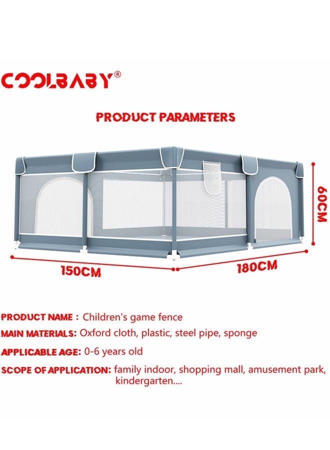 Cool Baby Children's play game fence indoor baby toddler safety fence baby crawling playground baby playpen 150 * 180 * 60 CM (Grey) - Image 5