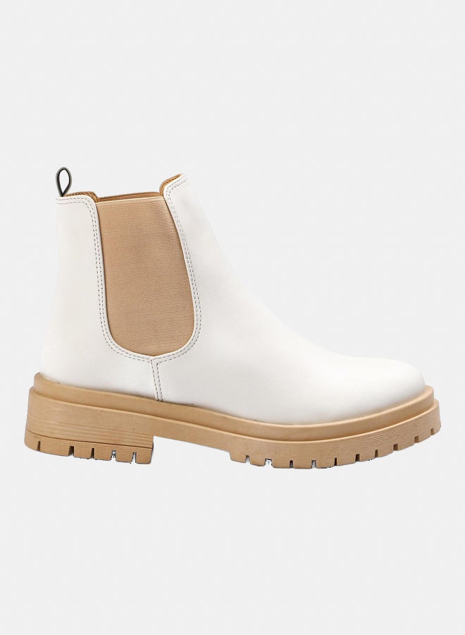 XO Style Leather Ankle Boot -  White - Image 2