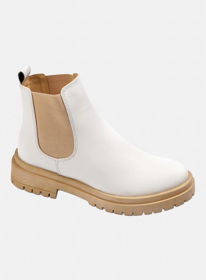 XO Style Leather Ankle Boot -  White - Image 1