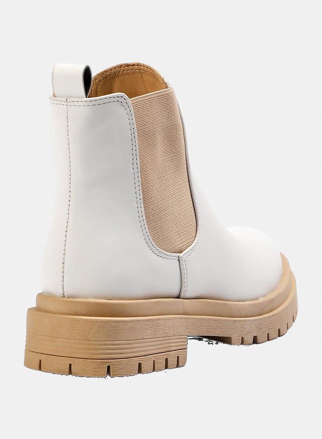 XO Style Leather Ankle Boot -  White - Image 3
