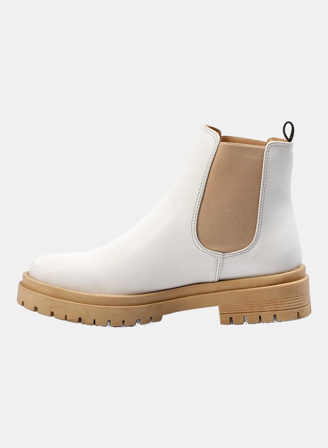 XO Style Leather Ankle Boot -  White - Image 4