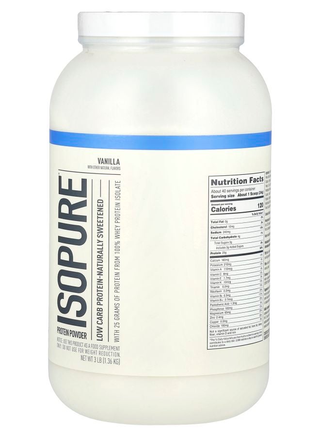Isopure Low Carb Protein Powder Vanilla 3 lbs (1.36 kg) - Image 2