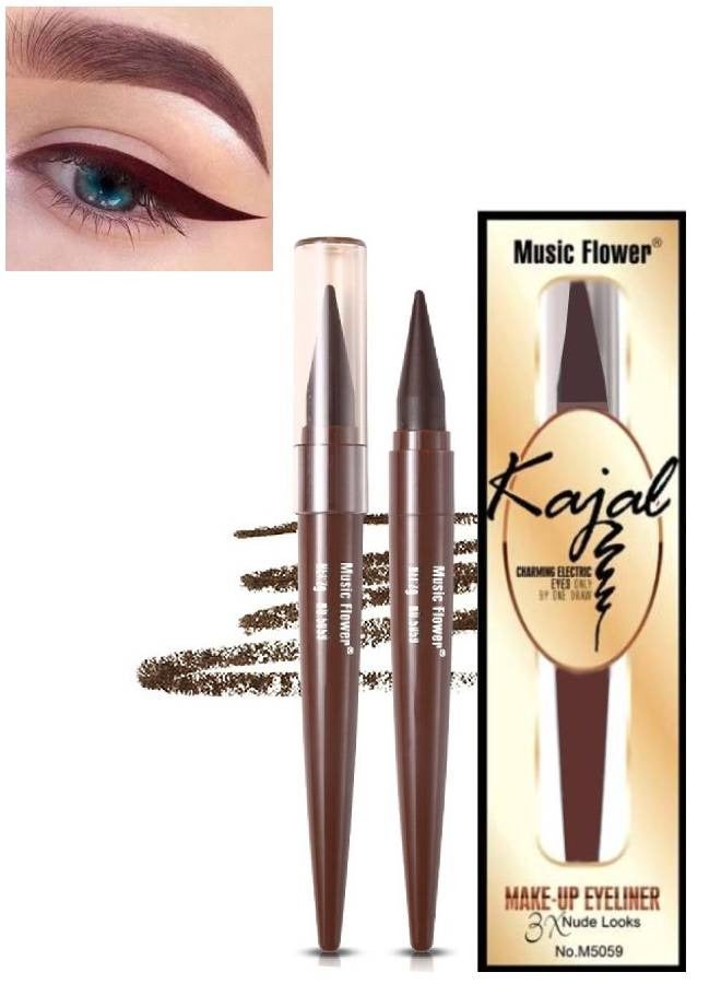 Music Flower Kajal Eyeliner Pen Charming Eyes Makeup Eyeliner Pencil Waterproof Long Lasting Smudge Proof Eye Liner Pen Smooth Texture Long Wearing Eyeliner Pencil Brown - Image 1