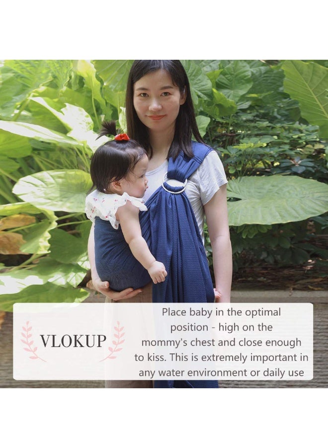 Vlokup Baby Water Ring Sling Carrier | Lightweight Breathable Mesh Baby Wrap for Infant, Newborn, Kids and Toddlers | Perfect for Summer, Swimming, Pool, Beach | Great for Dad Too Blue - Image 5