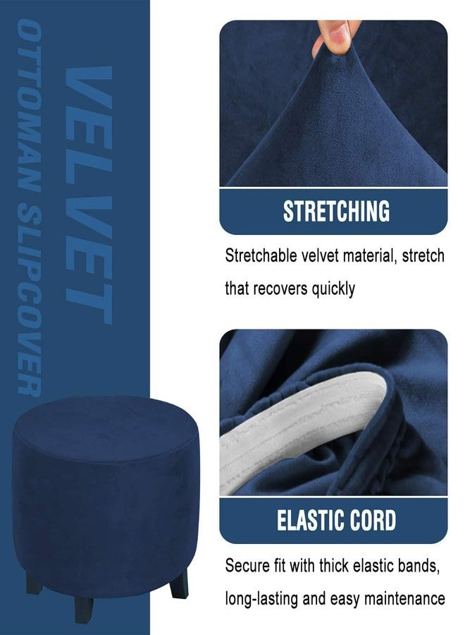 أبيبي أغطية عثمانية دائرية من أبيبي، غطاء عثماني مطاطي عالي الجودة لحماية مسند القدمين، أغطية عثمانية مخملية ناعمة مع قاعدة مطاطية (أزرق داكن، مقاس كبير جدًا) - Image 4